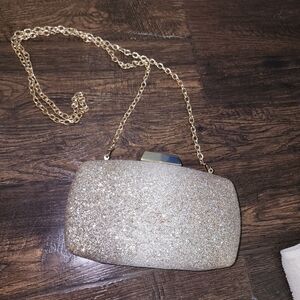 Sondra Roberts Glittering Champagne Clutch with Chain